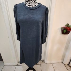 Loft 100% cotton puff sleeves shirt dress long sleeves  round neck LP